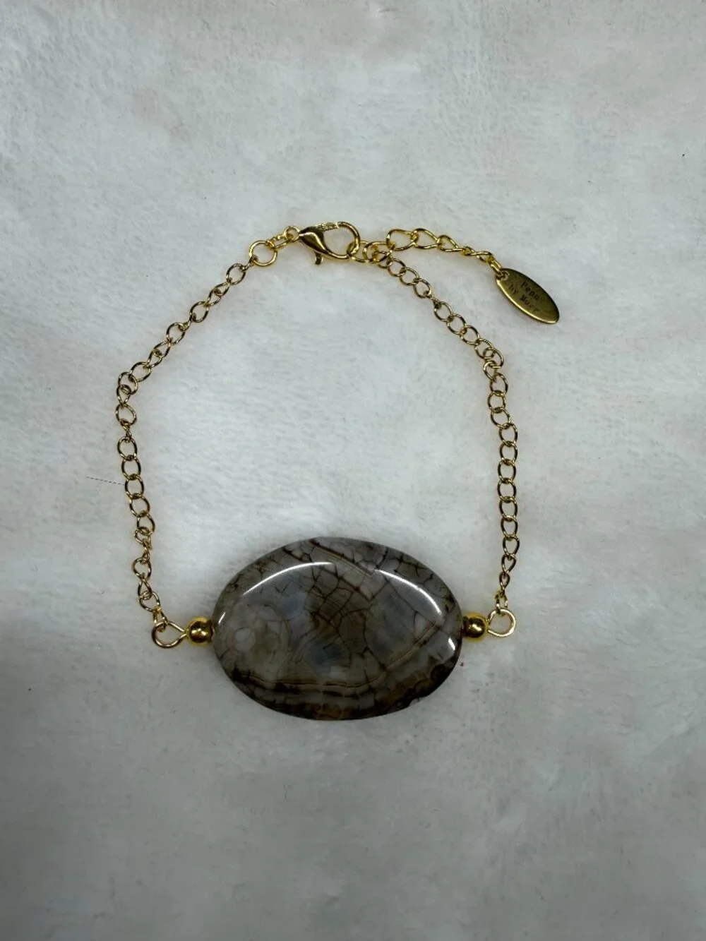 Handmade Natural Stone Jewelry Set | Gold-Tone Necklace Earrings Bracelet